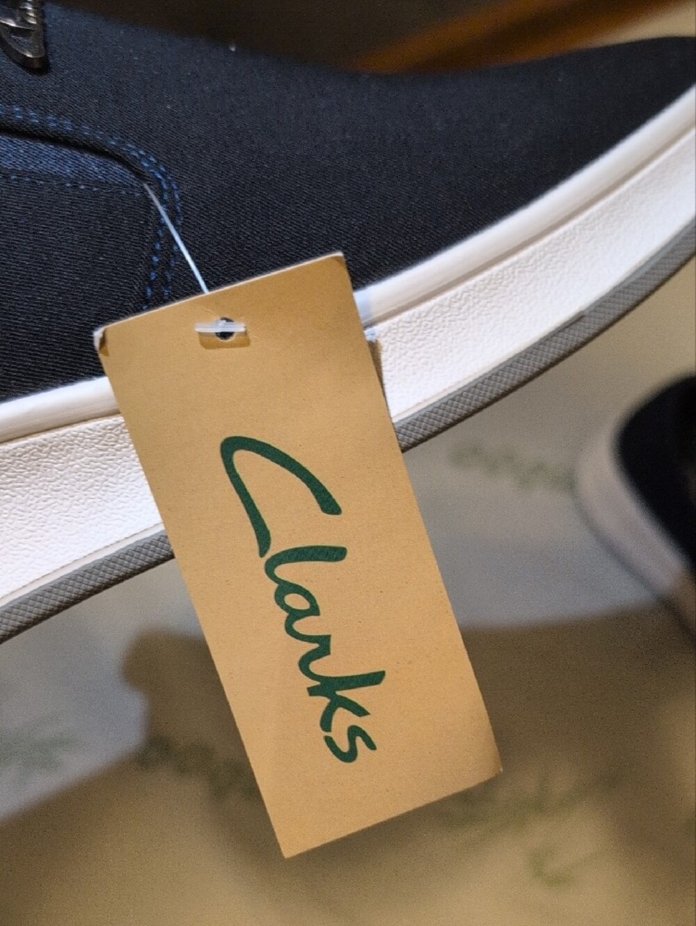 Clarks Navy Slip-On Casual Sneakers with White Sole - Picture 5 of 6